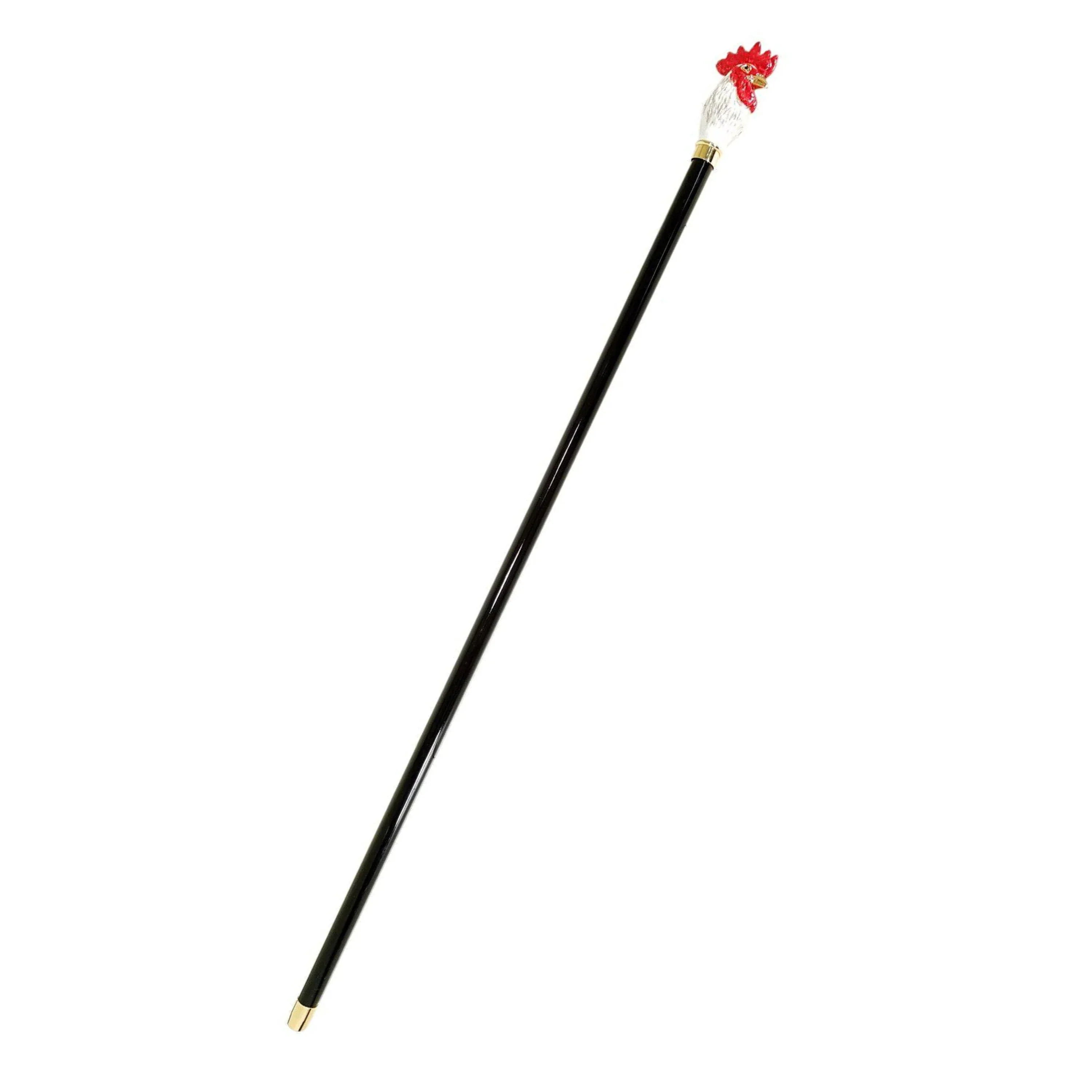 Luxury Gold Walking Cane – 24K Gold-Plated Rooster Design With Black Lacquer Shaft