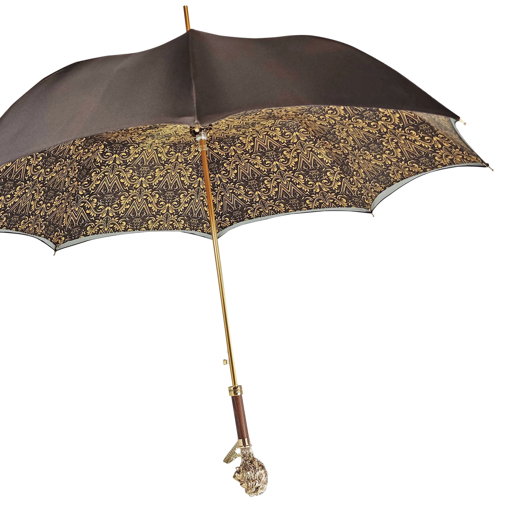 Elegant men's umbrella from Ilmarchesato's Lion Collection with a 24K gold-plated handle and designer, sophisticated design.
