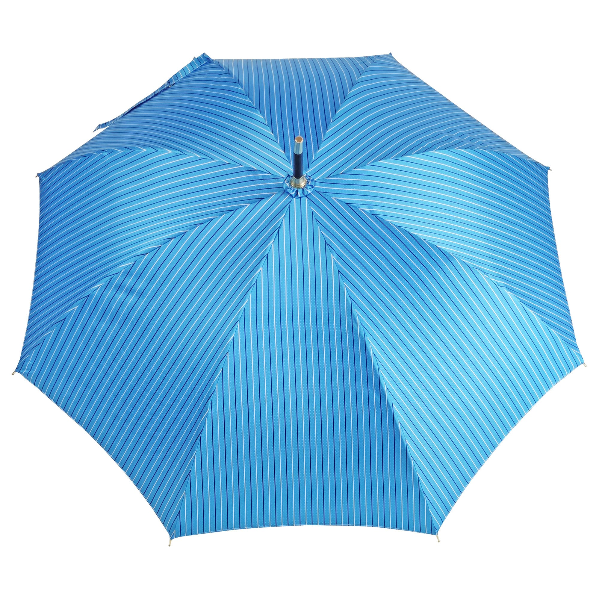 Men's Blue Umbrella – Classic Rain Umbrella with Black Leather Handle & Wooden Rod