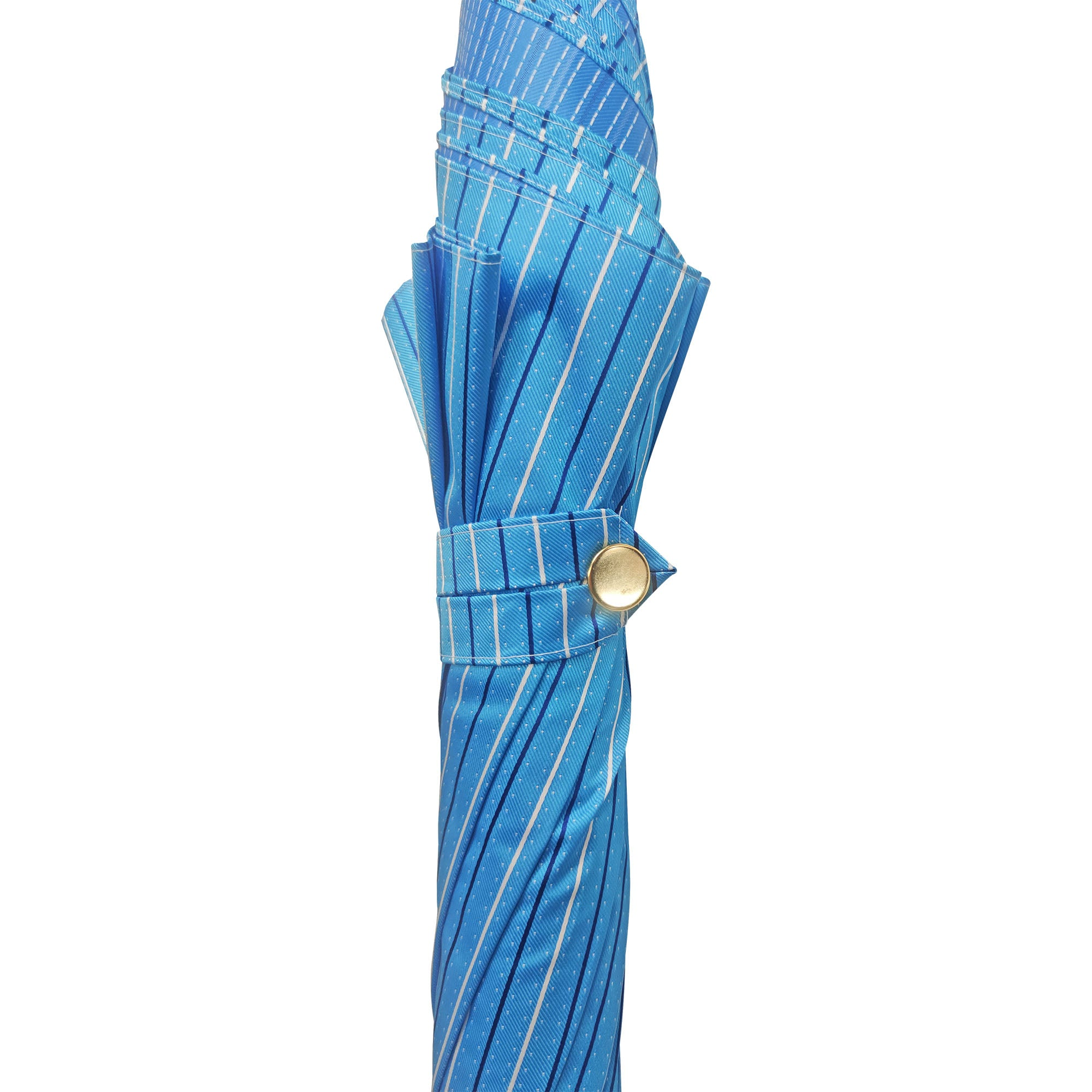 Men's Blue Umbrella – Classic Rain Umbrella with Black Leather Handle & Wooden Rod