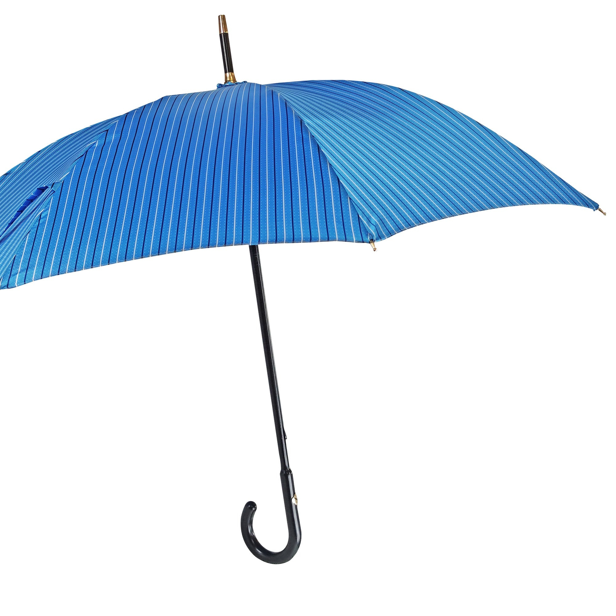 Men's Blue Umbrella – Classic Rain Umbrella with Black Leather Handle & Wooden Rod