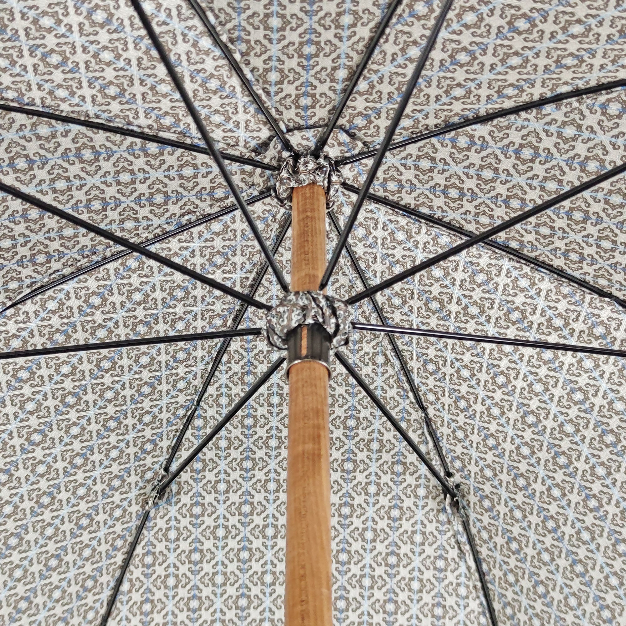 Ram’s Horn Umbrella – Handmade Italian Classic with Jacquard Canopy & Beechwood Shaft