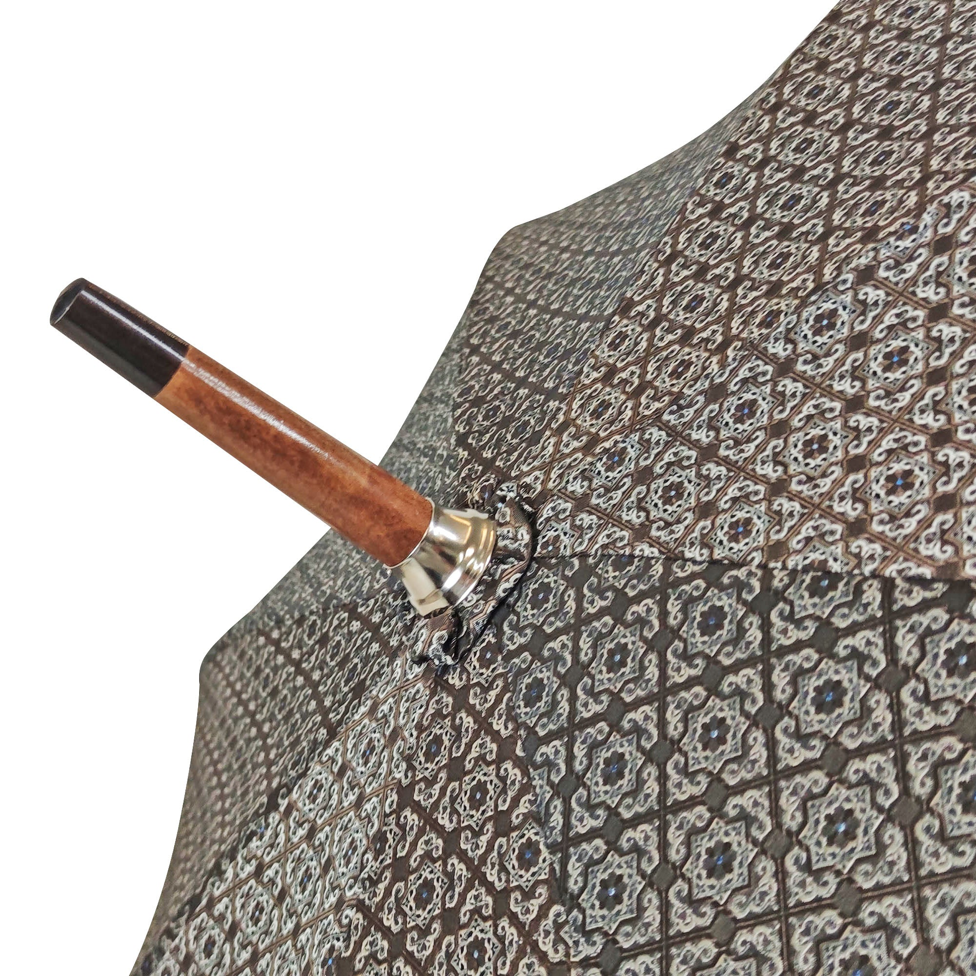Ram’s Horn Umbrella – Handmade Italian Classic with Jacquard Canopy & Beechwood Shaft