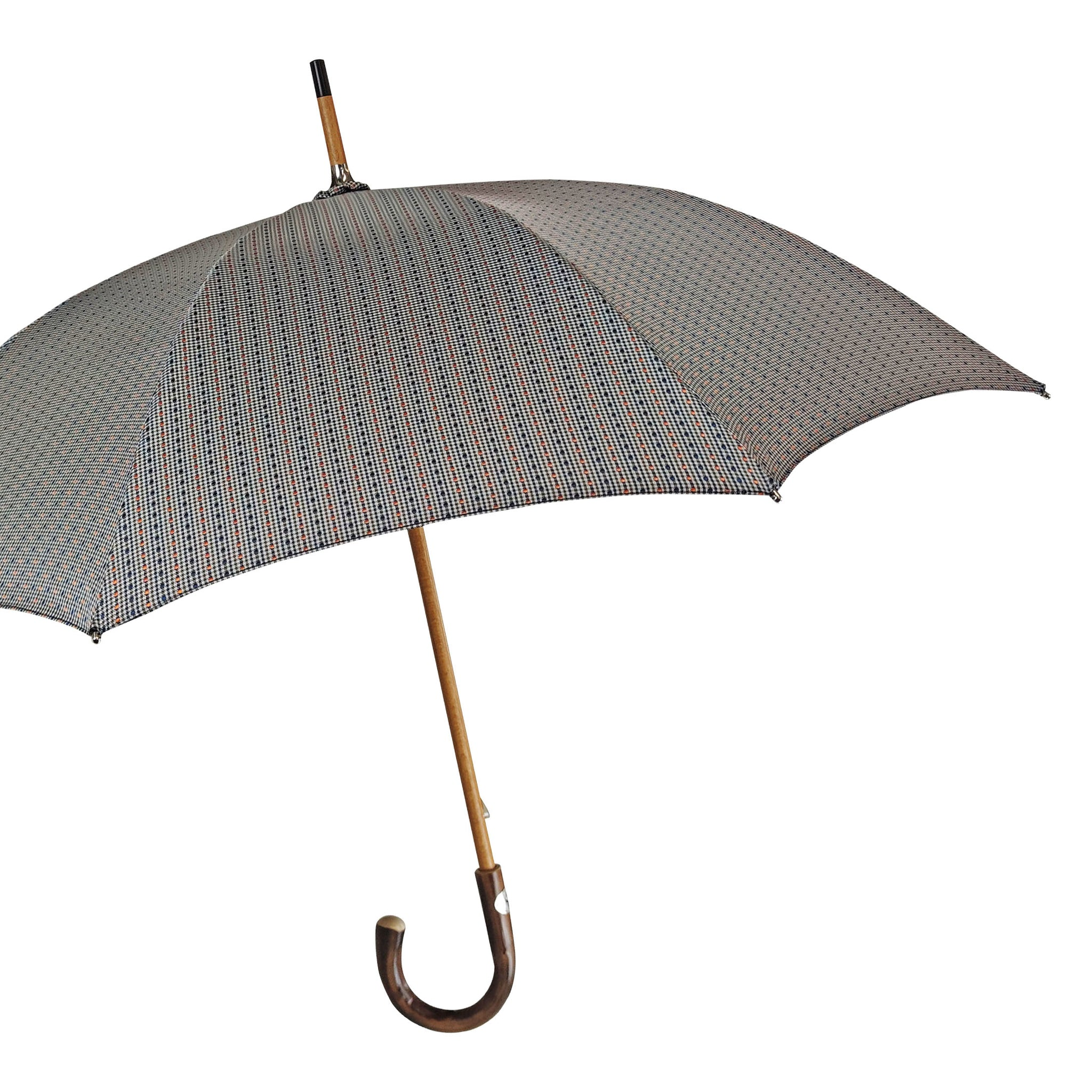Men's Umbrella – Handmade Italian Rain Umbrella with Chestnut Wood Handle & Jacquard Fabric Canopy