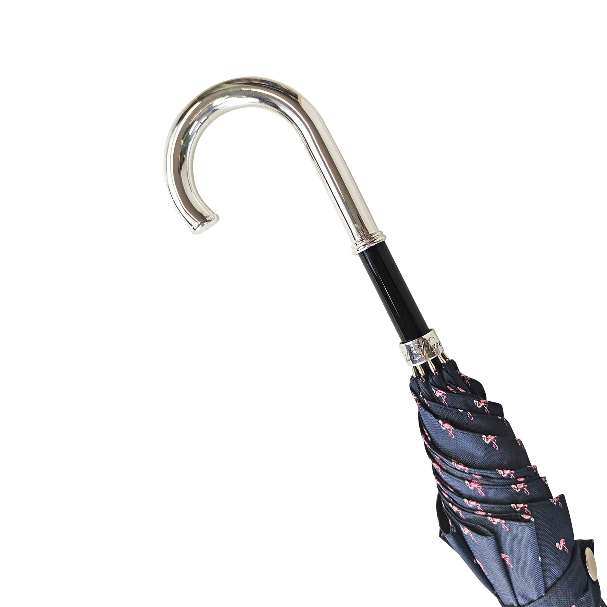 Men's Silver Umbrella – Handmade Italian Jacquard Canopy with Silver-Plated Handle