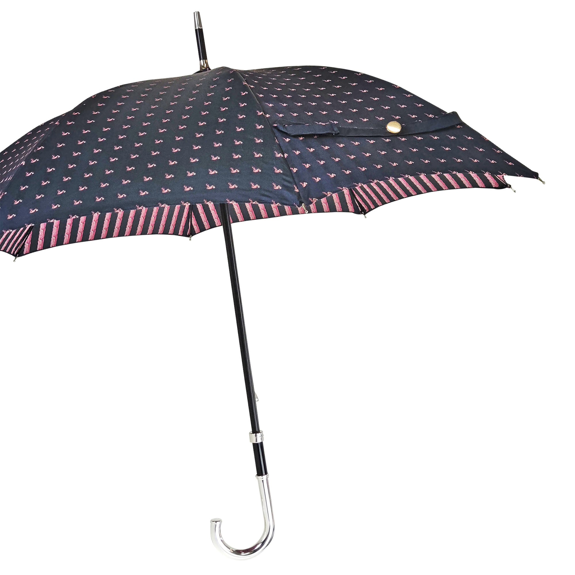 Men's Silver Umbrella – Handmade Italian Jacquard Canopy with Silver-Plated Handle