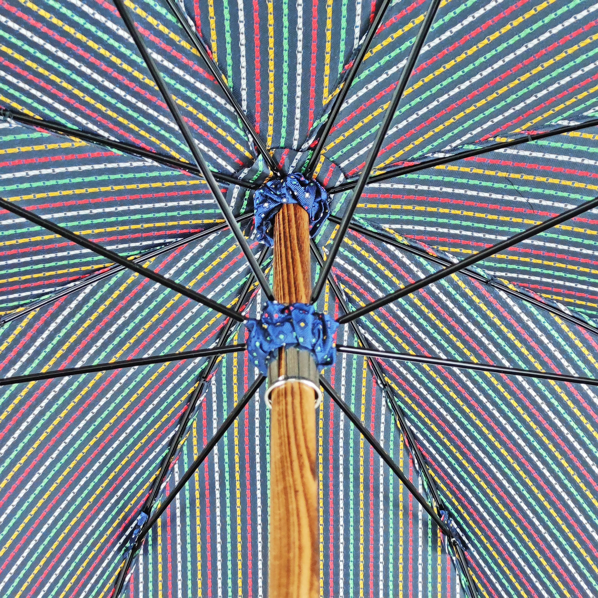 Handmade Multicolor Umbrella – Classic Men's Rain Umbrella with Elegant Malacca Handle