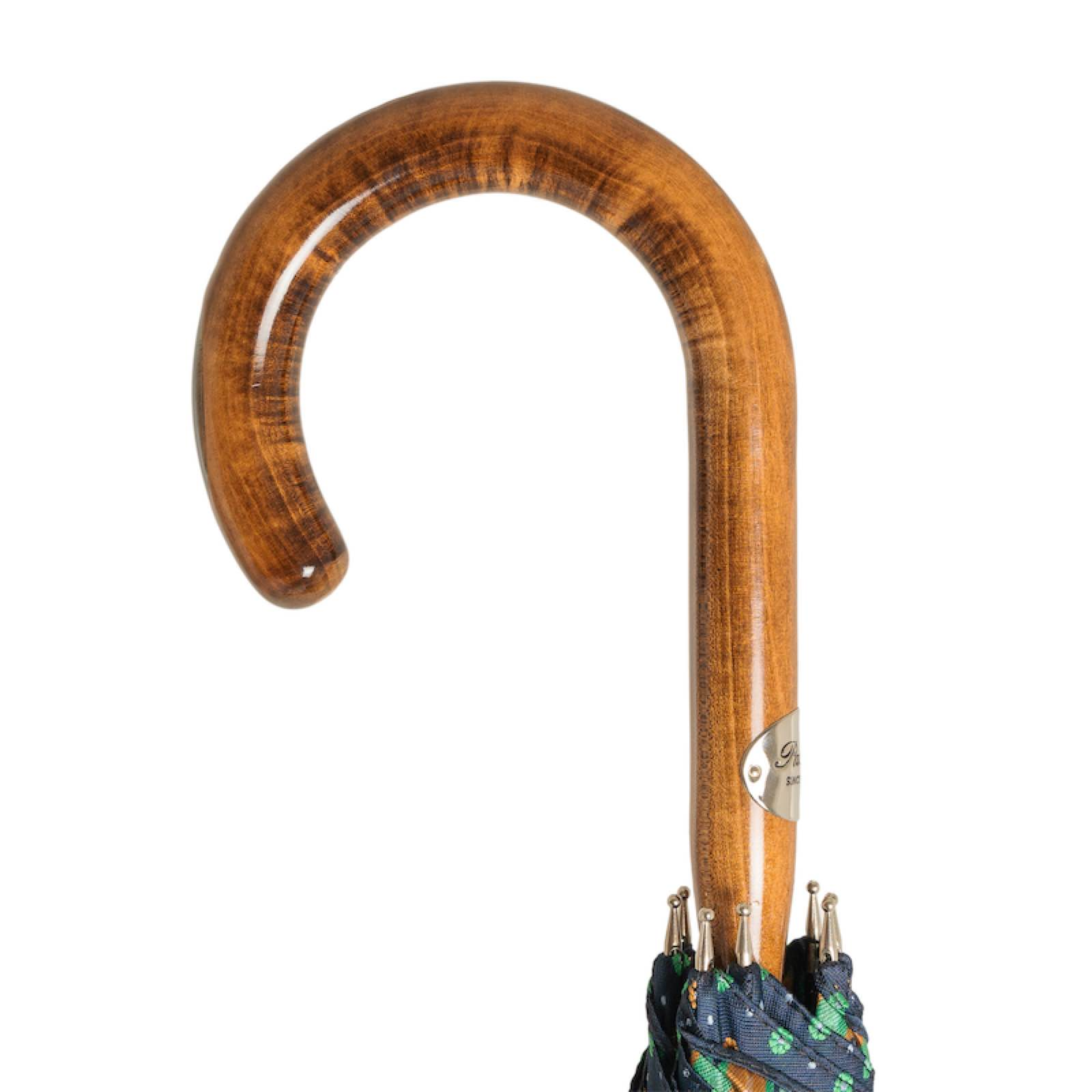 Maple Stick Umbrella – Handmade Italian Craft with Flower Design, Water-Resistant Canopy