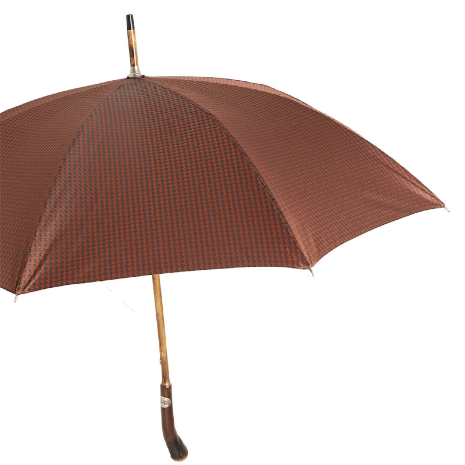 Chestnut Wood Umbrella - Handmade Italian Gentlemen’s Rain Umbrella With Classic Knob