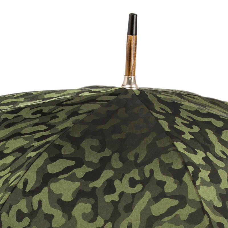 Chestnut Camouflage Umbrella – Handmade Italian Luxury Rain Umbrella with Wooden Shaft