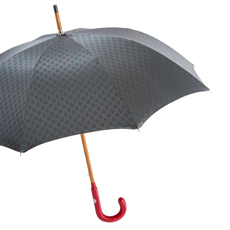 Gentlemen's Umbrella – Handmade Italy Rain Umbrella with Red Leather Handle