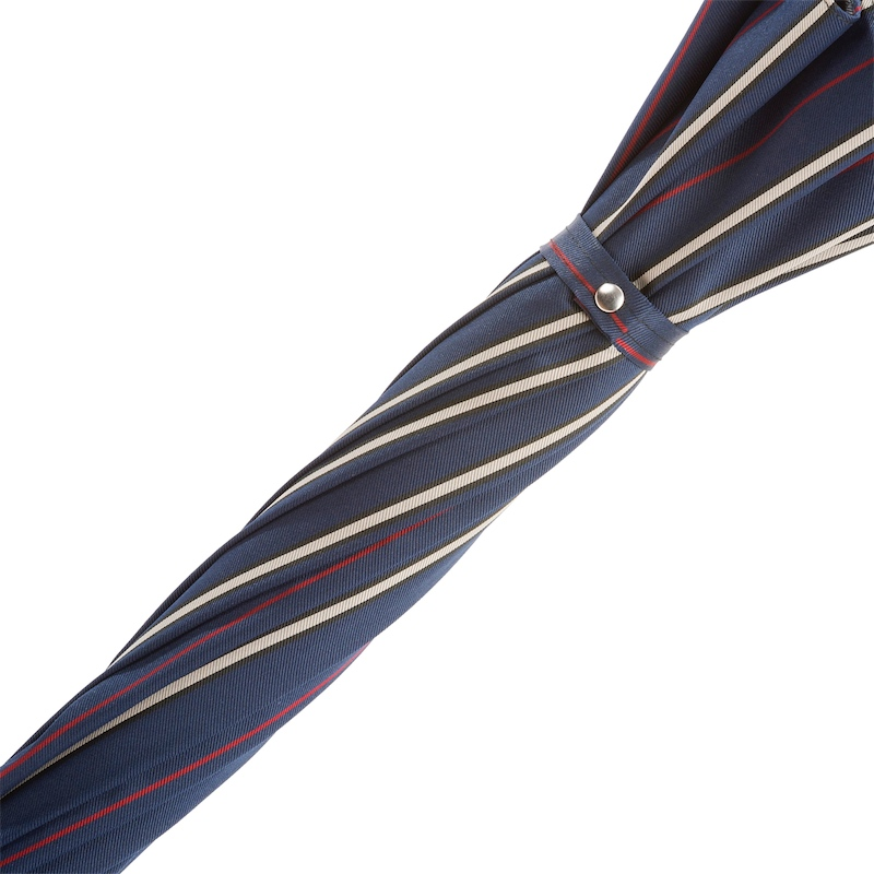 Bespoke Striped Umbrella – Handmade Italian Classic with Navy Leather Handle