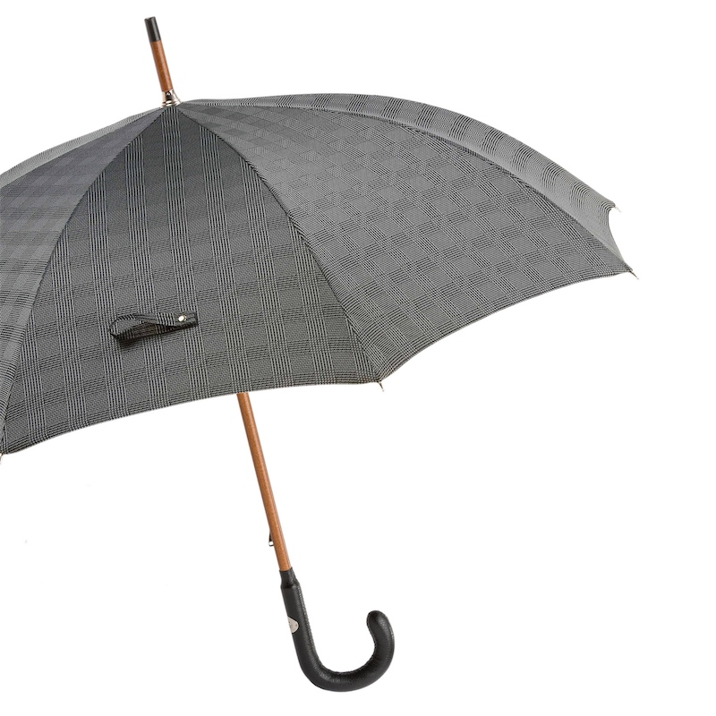 Bespoke Gentleman Umbrella – Handmade Italian Leather Handle, Durable Polyester Canopy