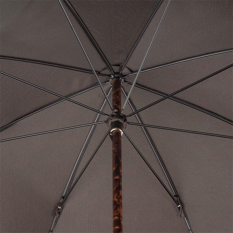 Solid Stick Umbrella - Handmade Italian Hickory Wood Shaft with Horn Handle