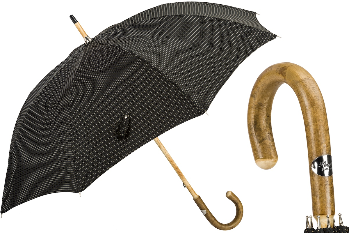 Solid Ash Umbrella – Handmade Italian Classic with Wooden Handle & Water-Resistant Canopy