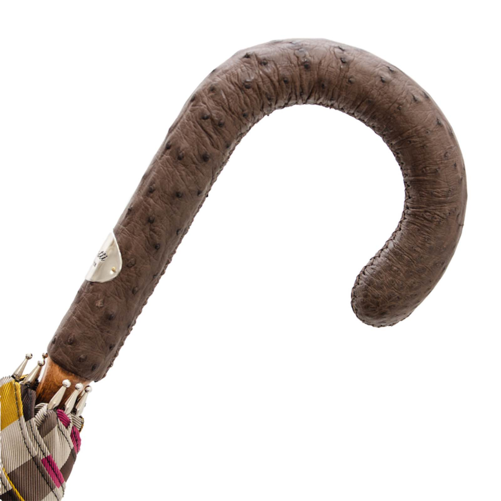 Gentleman's Umbrella - Striped Luxury Umbrella with Ostrich Leather Handle