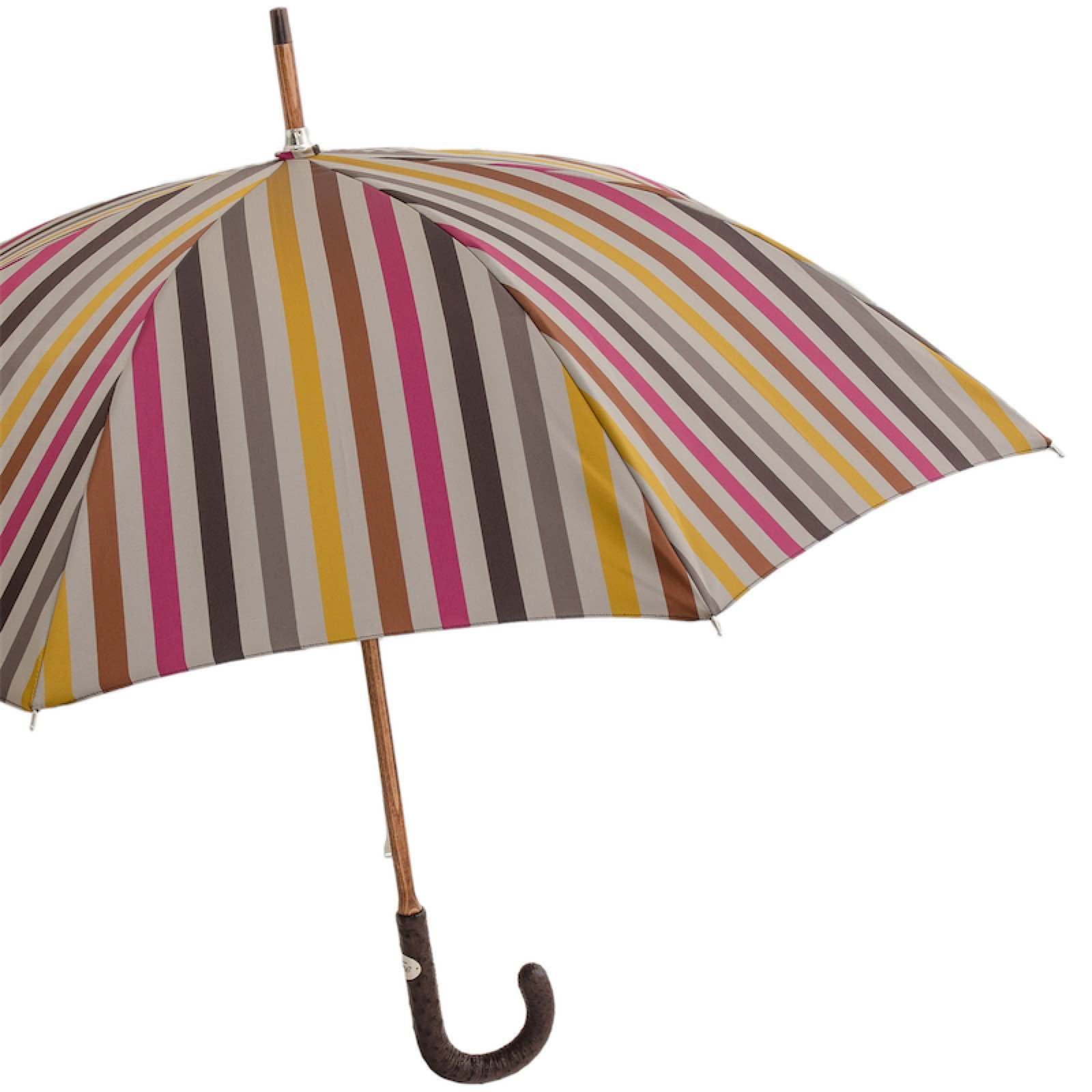 Gentleman's Umbrella - Striped Luxury Umbrella with Ostrich Leather Handle