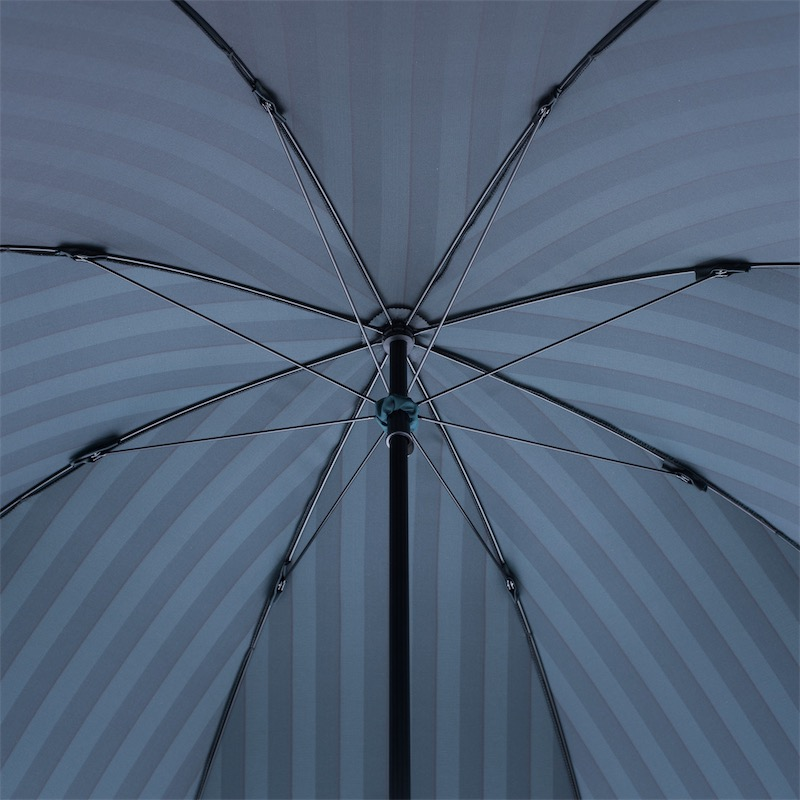 Handmade Pasotti large striped umbrella featuring a dark chestnut handle, perfect for men.
