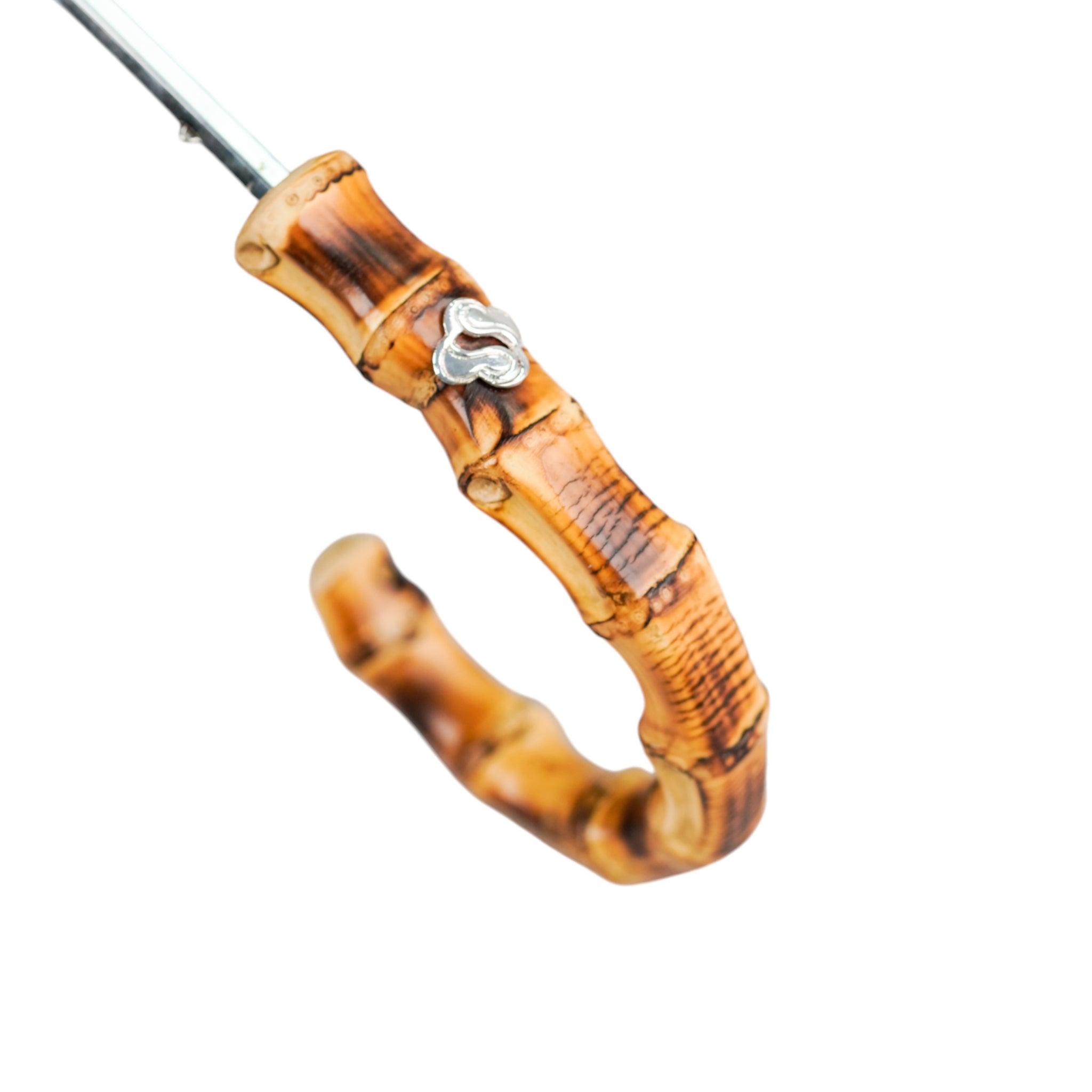 Foldable Striped Umbrella – Handmade Italian Bamboo Handle | Classic Folding Men’s Rain Gear