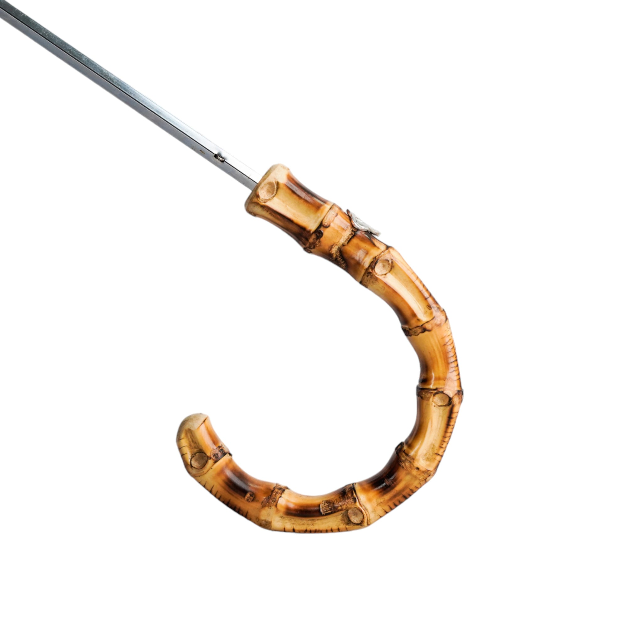 Foldable Striped Umbrella – Handmade Italian Bamboo Handle | Classic Folding Men’s Rain Gear