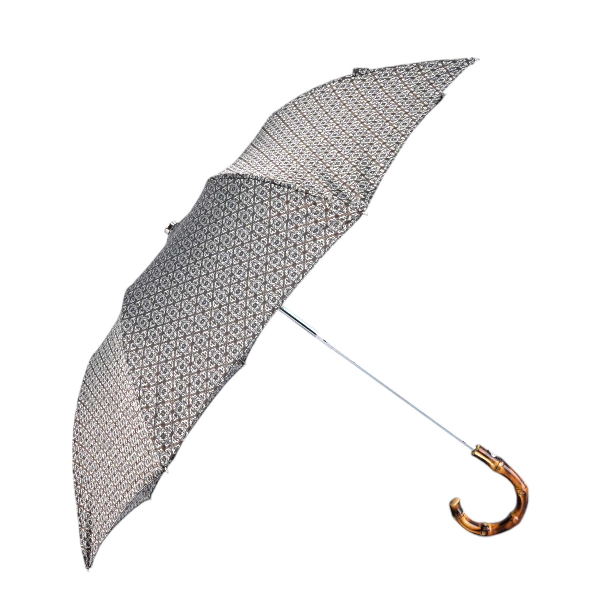 Luxury Foldable Umbrella – Handmade Italian Bamboo Handle with Jacquard Fabric