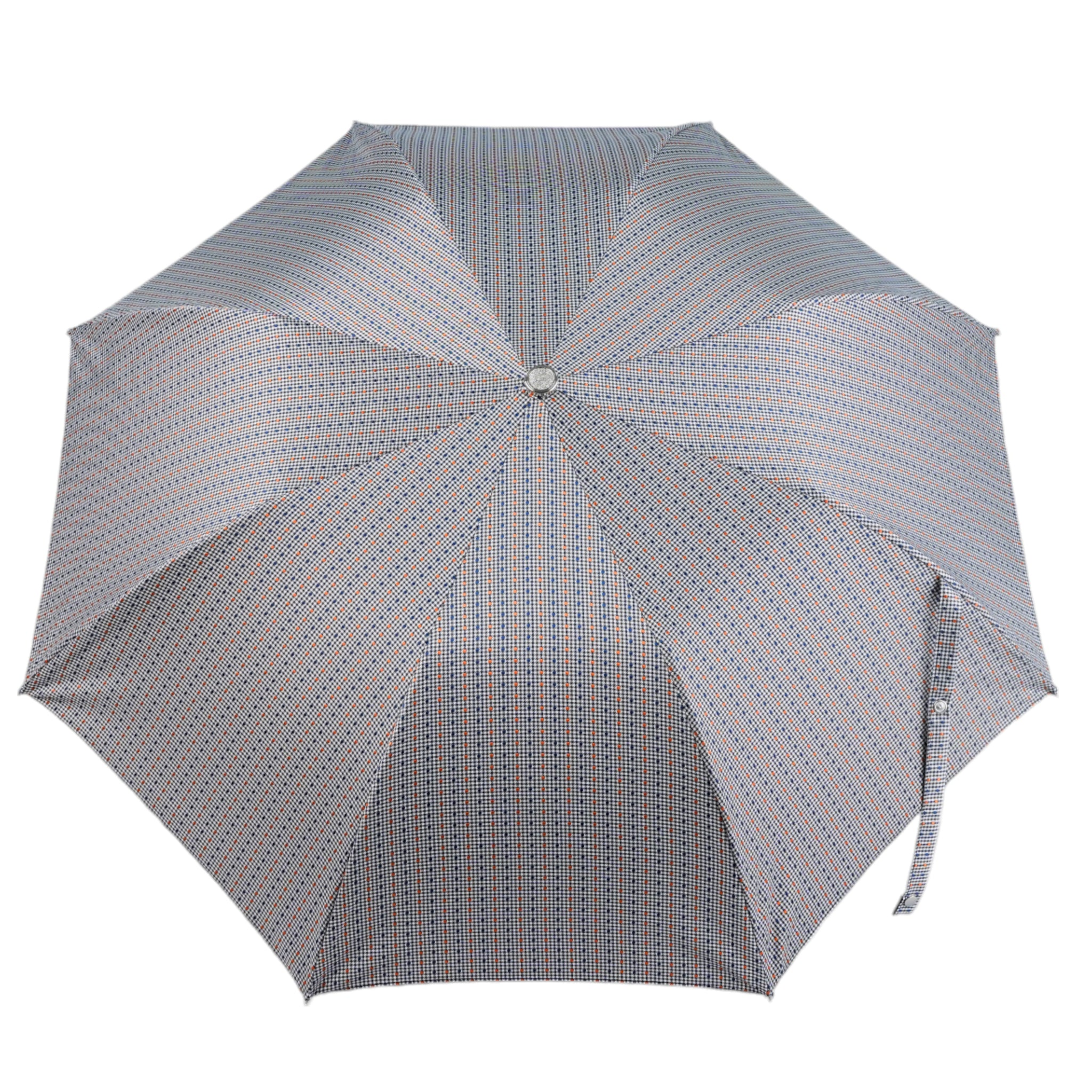 Polka Dot Folding Umbrella – Men's Classic Folding Umbrella with Hand-Curved Bamboo Handle