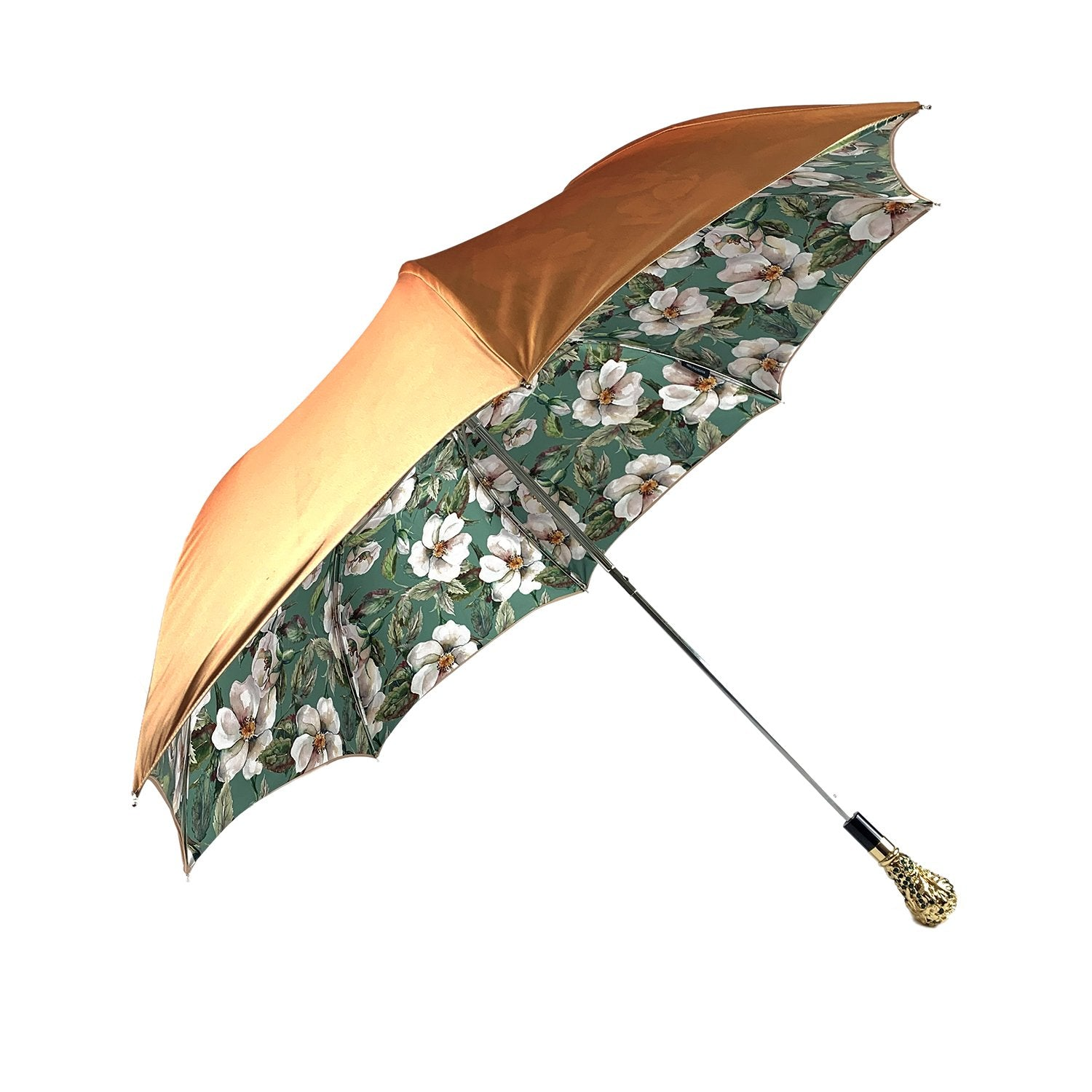 Light Green Umbrella – Handmade Italian Folding Rain Umbrella With Double Canopy