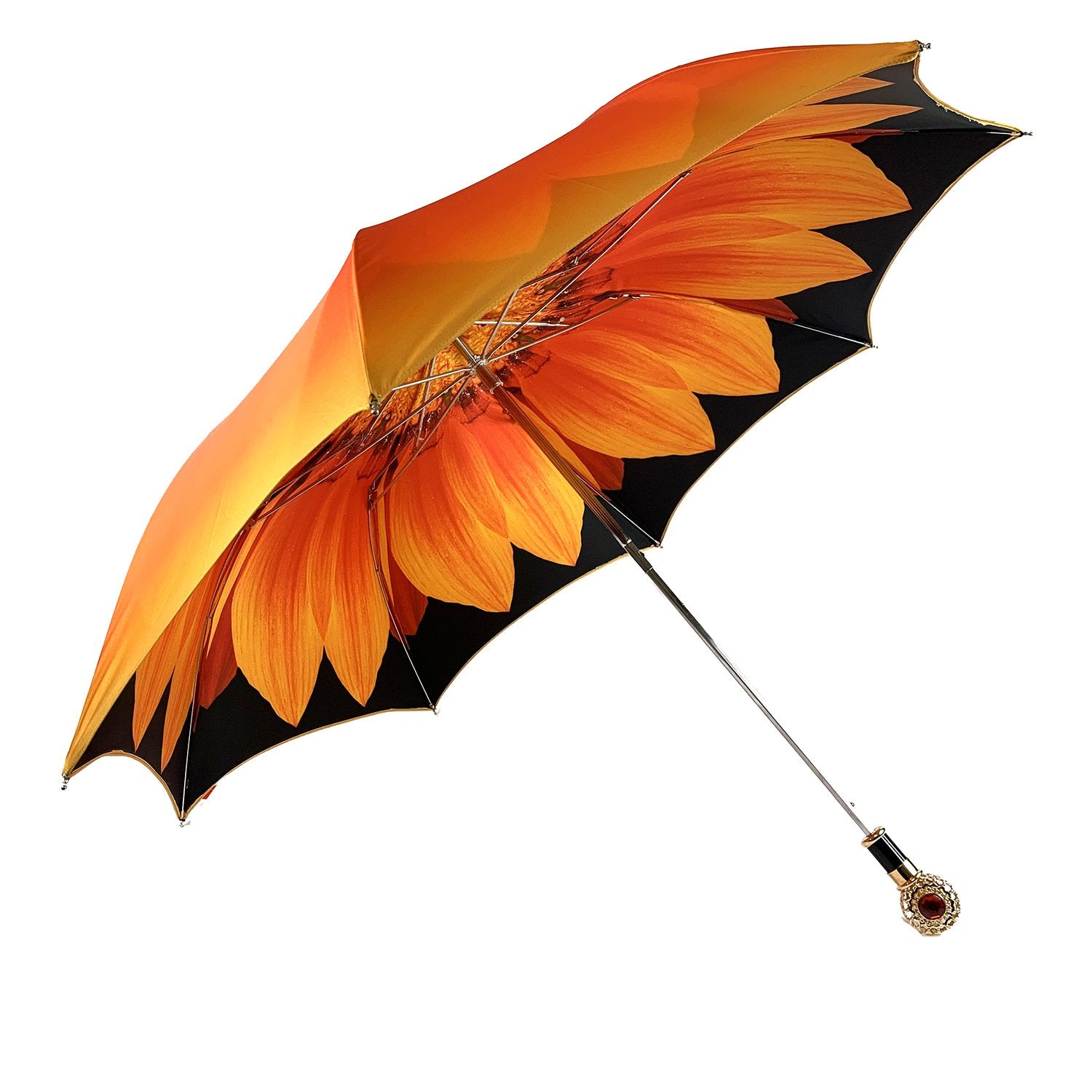 Luxury Sunflower Umbrella – Gold-Plated Handle | Italian Handmade, Wind Resistant