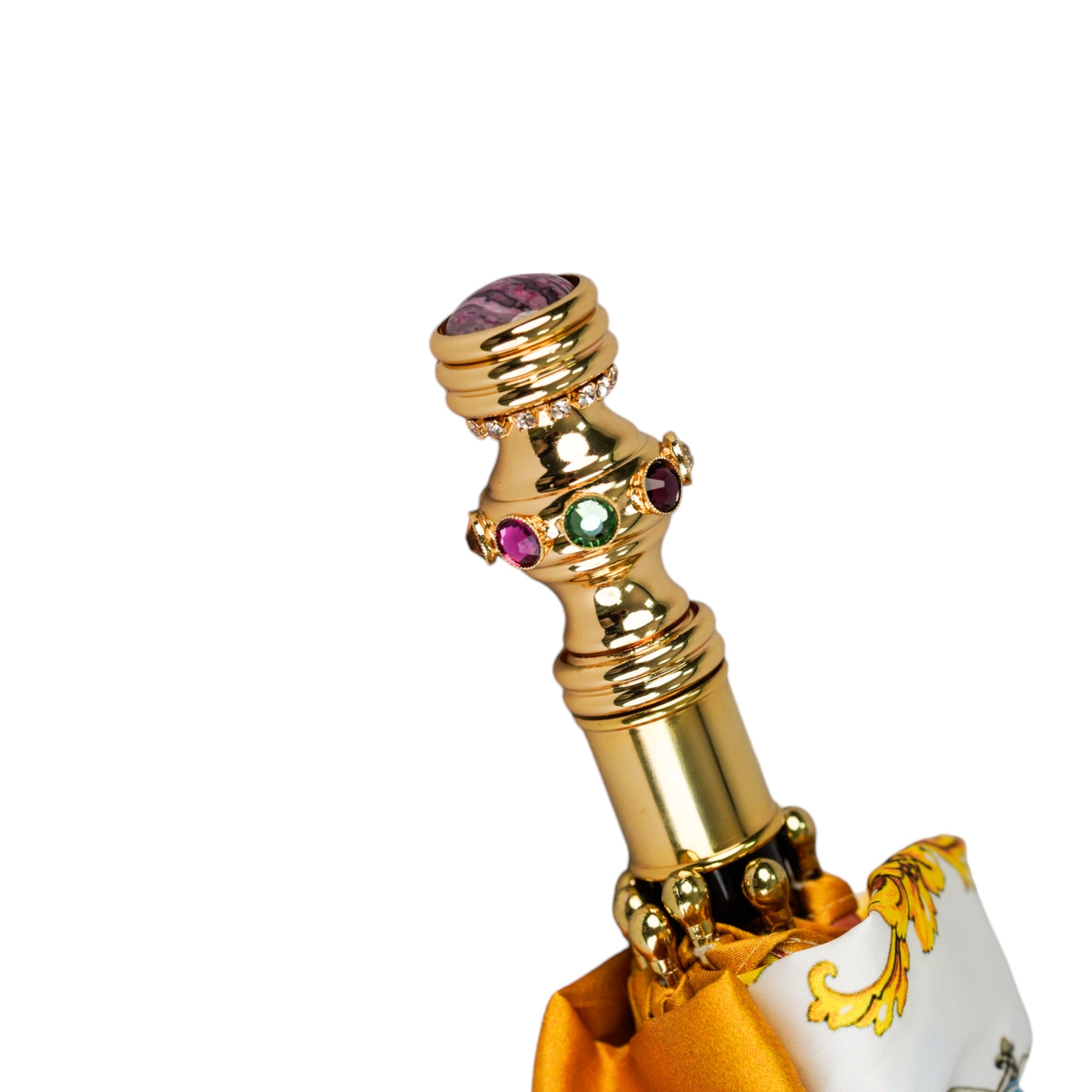 Italian Luxury Umbrella – Gold-Plated Handle | Double Canopy Folding Rain Umbrella