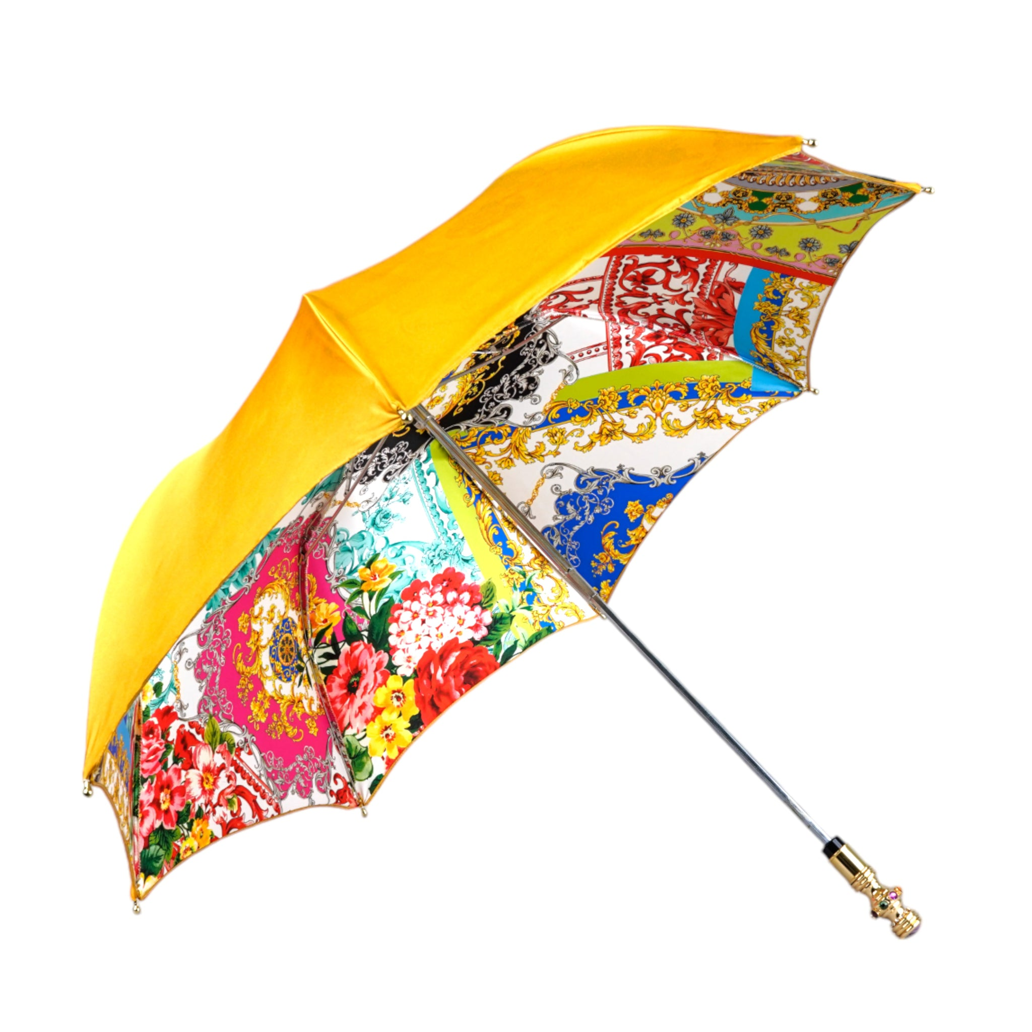 Italian Luxury Umbrella – Gold-Plated Handle | Double Canopy Folding Rain Umbrella