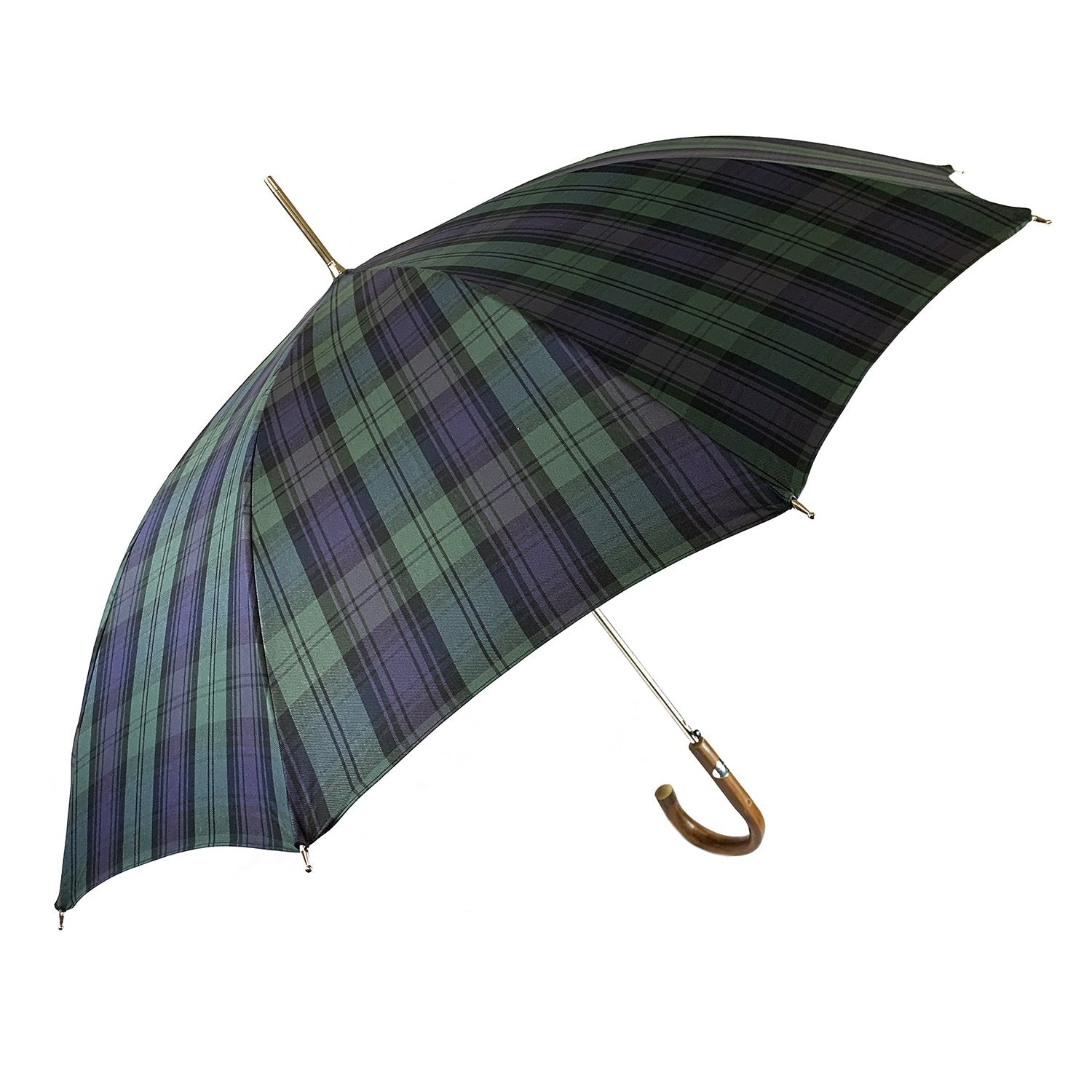 Ilmarchesato men's sporty tartan umbrella with a chestnut root handle, showcasing a stylish design and vibrant pattern.