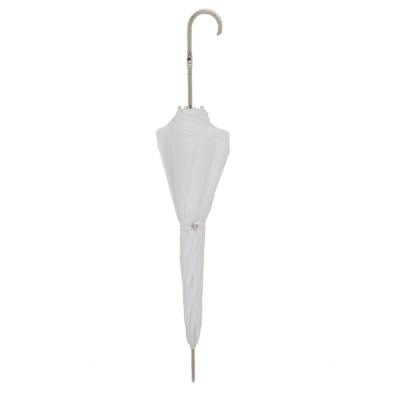 Wedding Umbrella – Elegant Double Cloth Canopy with White Pearls & Jeweled Brass Handle