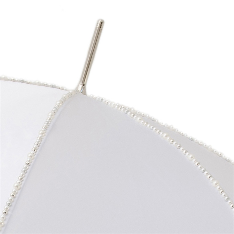 Wedding Umbrella – Elegant Double Cloth Canopy with White Pearls & Jeweled Brass Handle
