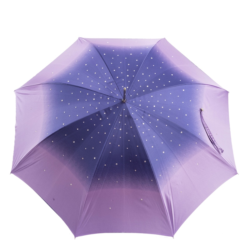 Swarovski Umbrella – Purple Gem Handle Double Cloth Canopy, Handmade Italian Luxury