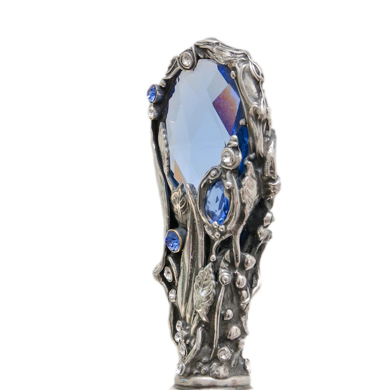 Blue Swarovski Umbrella – Manual Open Umbrella with Blue Gem Handle & Double Cloth Canopy