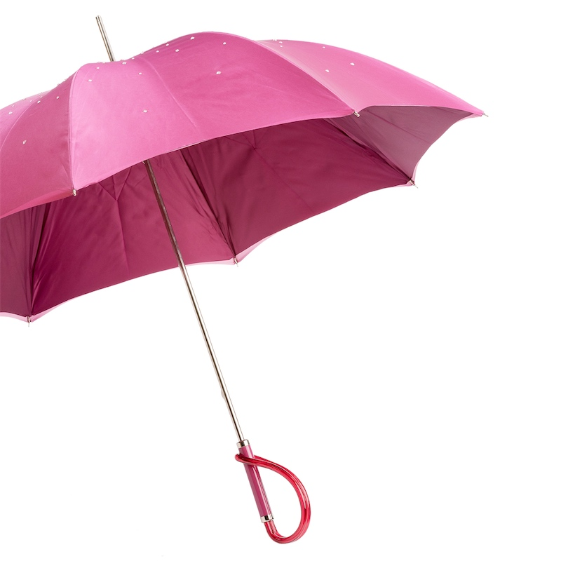 Pink Swarovski Umbrella – Luxury Handmade Italian Rain Umbrella with Elegant Acetate Handle