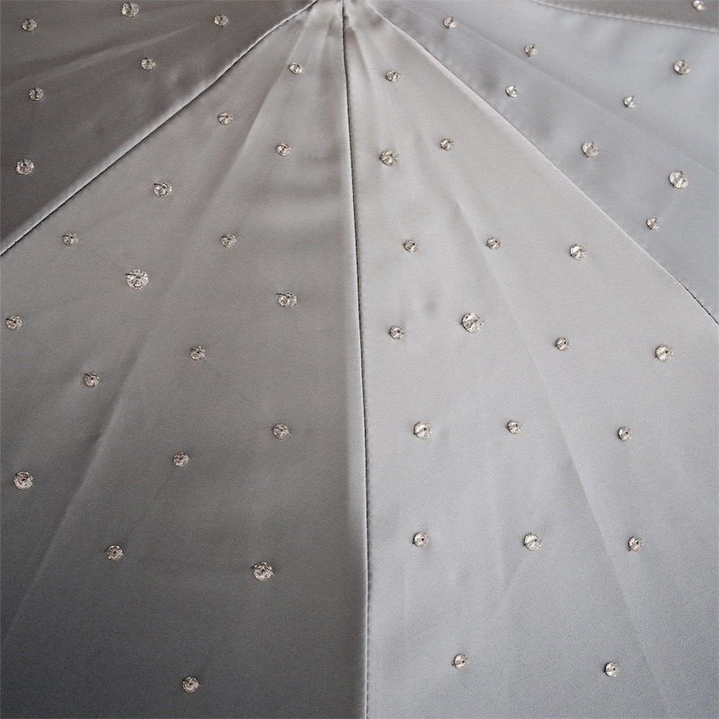 Swarovski Crystal Umbrella – Grey Double Cloth Luxury Rain Protection Canopy