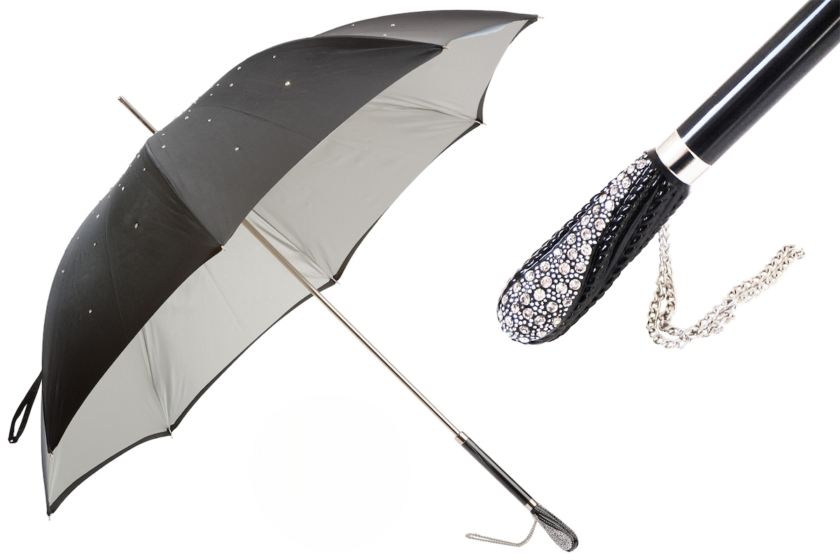 Swarovski Crystal Umbrella – Black Double Cloth Canopy | Handmade Italian Luxury