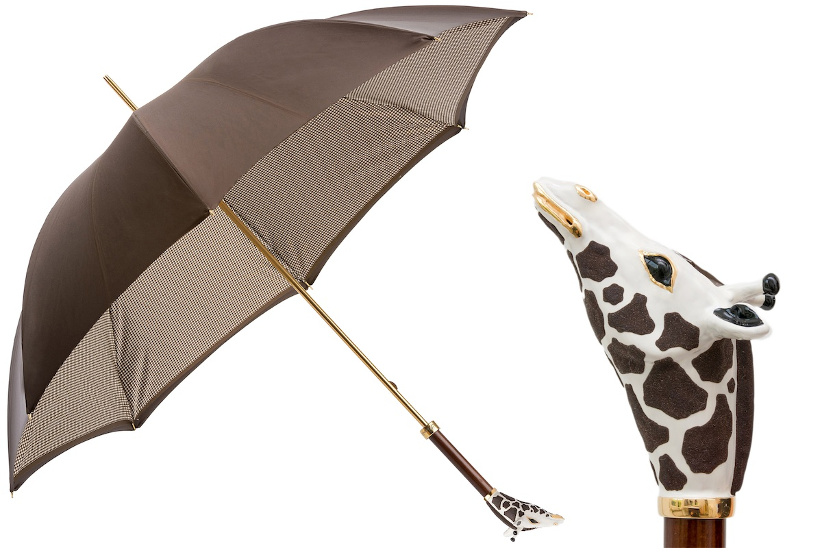 Enameled Brass Umbrella – Luxe Manual Opening Rain Umbrella with Double Cloth Canopy