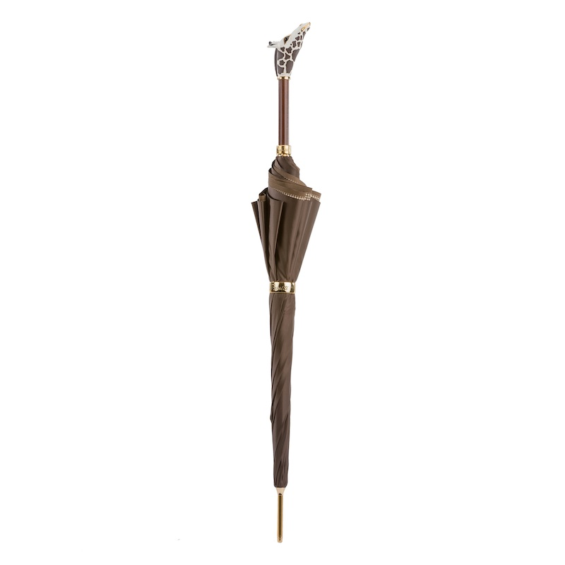 Enameled Brass Umbrella – Luxe Manual Opening Rain Umbrella with Double Cloth Canopy