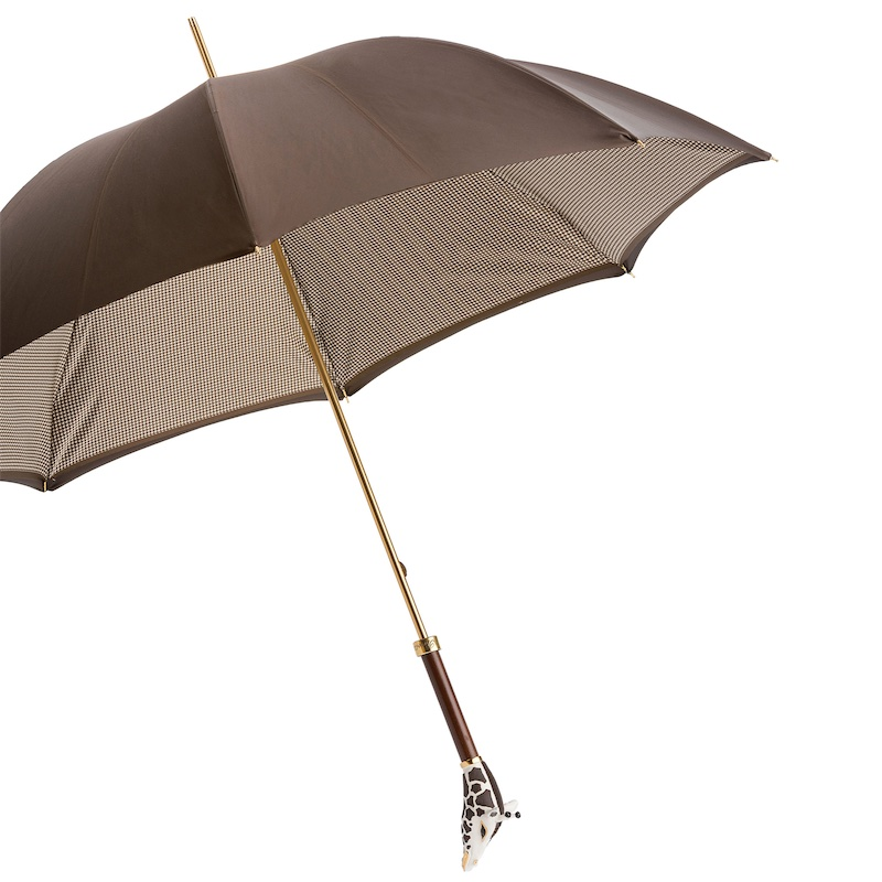 Enameled Brass Umbrella – Luxe Manual Opening Rain Umbrella with Double Cloth Canopy