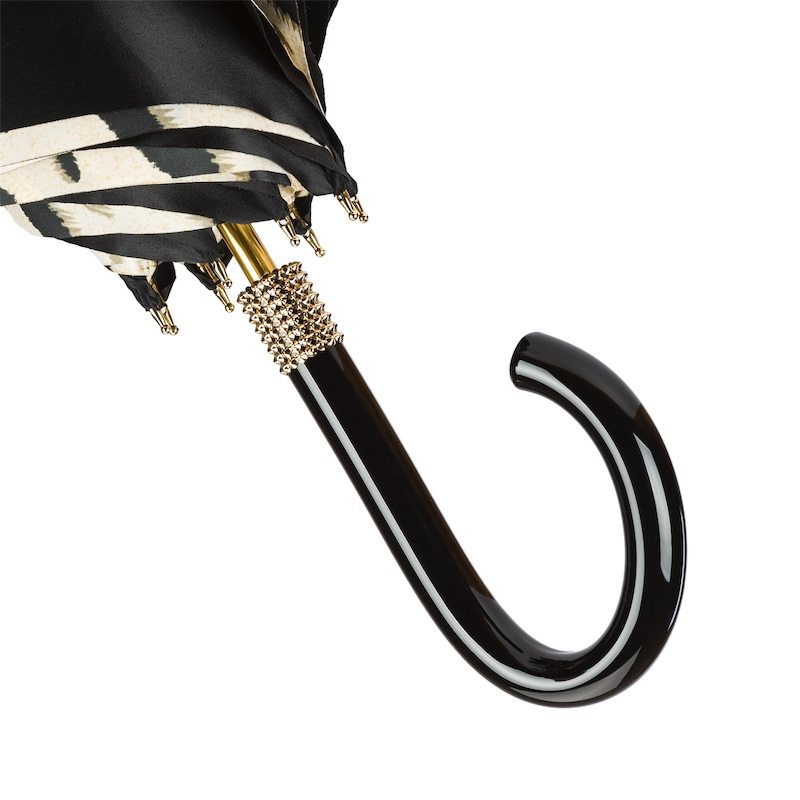 Tiger-Striped Umbrella – Manual Double Cloth Polyester Canopy With Acetate Handle