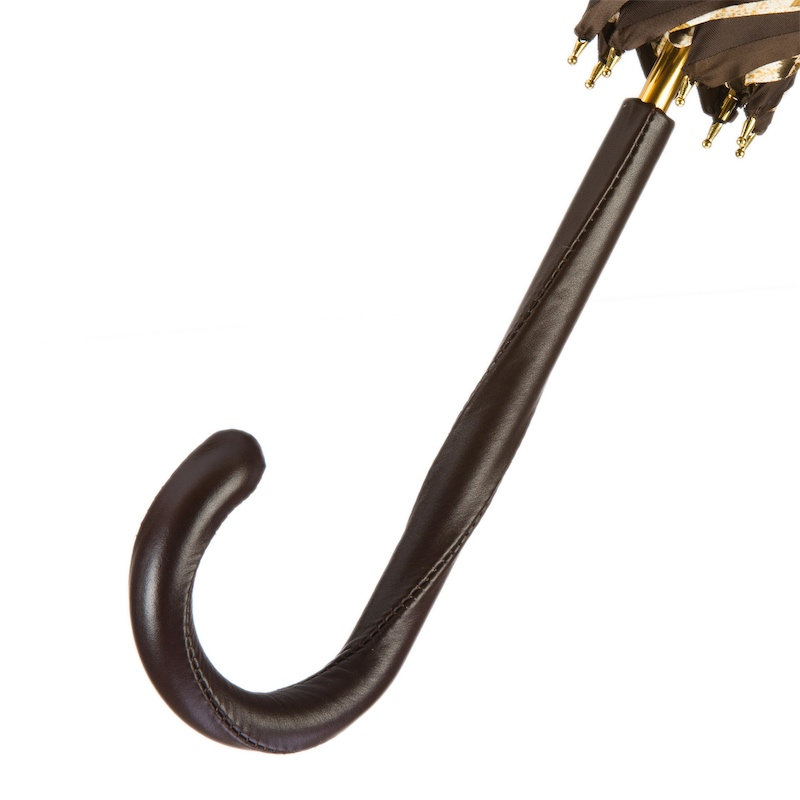 Luxury Double Cloth Umbrella – Handcrafted Italian Rain Shield with Tiger-Striped Canopy