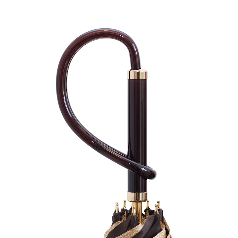 Brown Speckled Umbrella - Handmade Italian Manual Opening Double Cloth Canopy