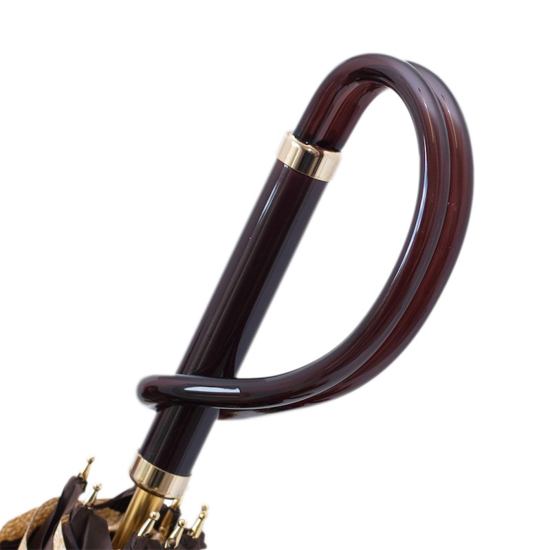 Brown Speckled Umbrella - Handmade Italian Manual Opening Double Cloth Canopy