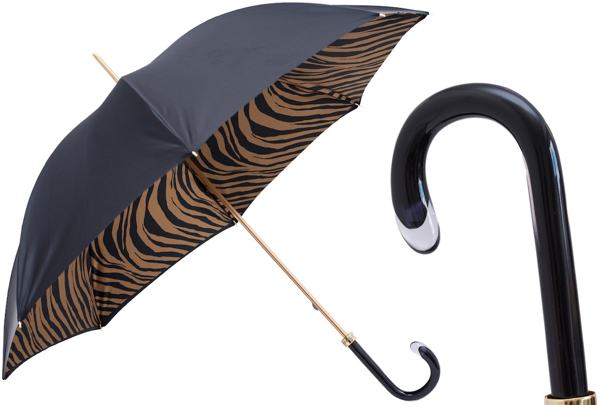 Brown Zebra Umbrella – Handmade Italian Rain Umbrella With Acetate Handle