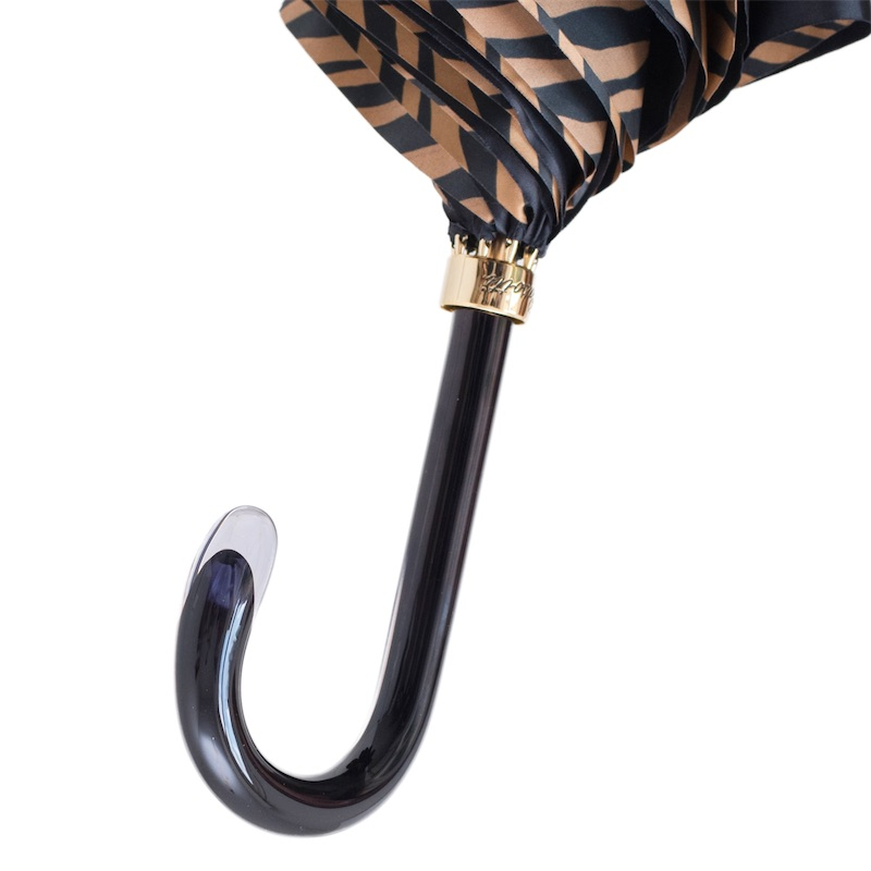 Brown Zebra Umbrella – Handmade Italian Rain Umbrella With Acetate Handle