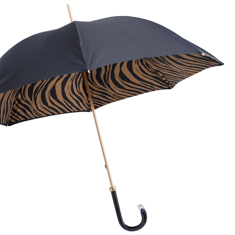 Brown Zebra Umbrella – Handmade Italian Rain Umbrella With Acetate Handle