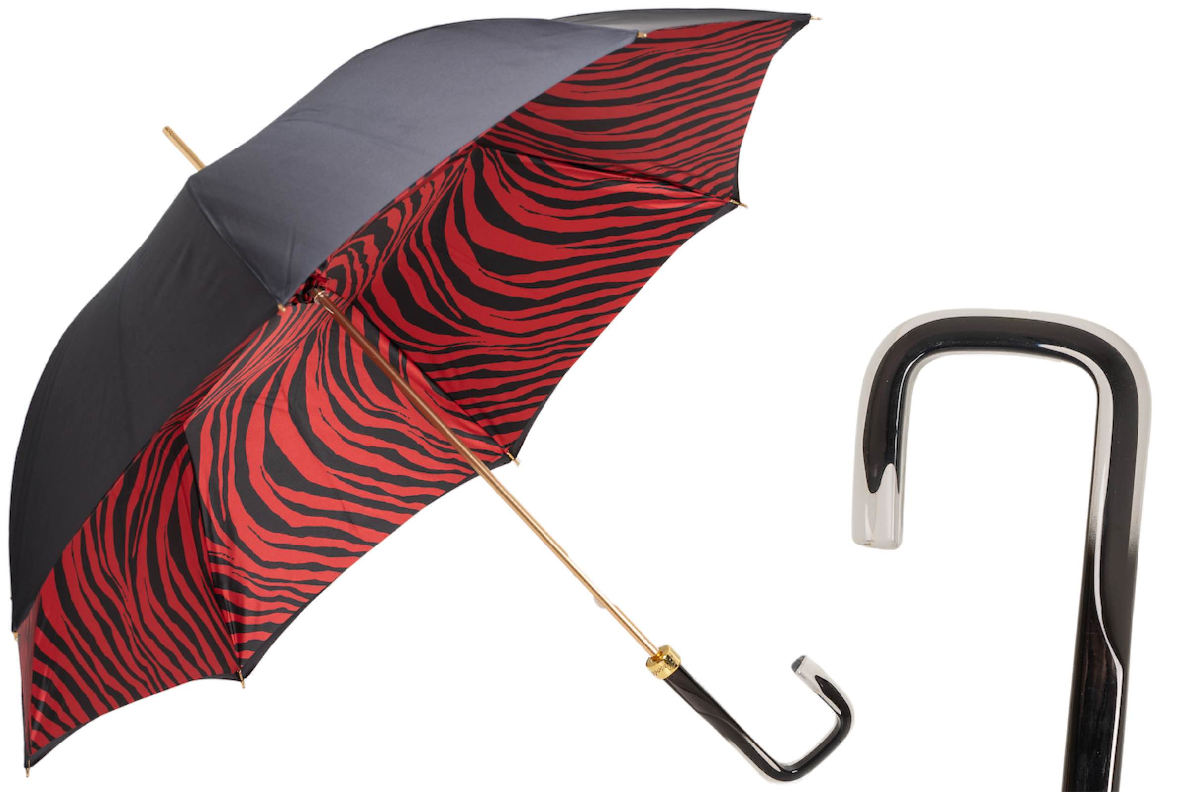 Red Zebra Print Umbrella – Manual Opening Double Cloth Canopy, Acetate Handle
