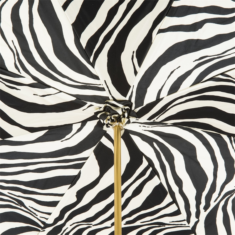 Ivory Double Cloth Umbrella – Handmade Italian Design with Zebra Interior